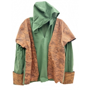Viking Costume Green Hooded Shirt - Medieval Costumes